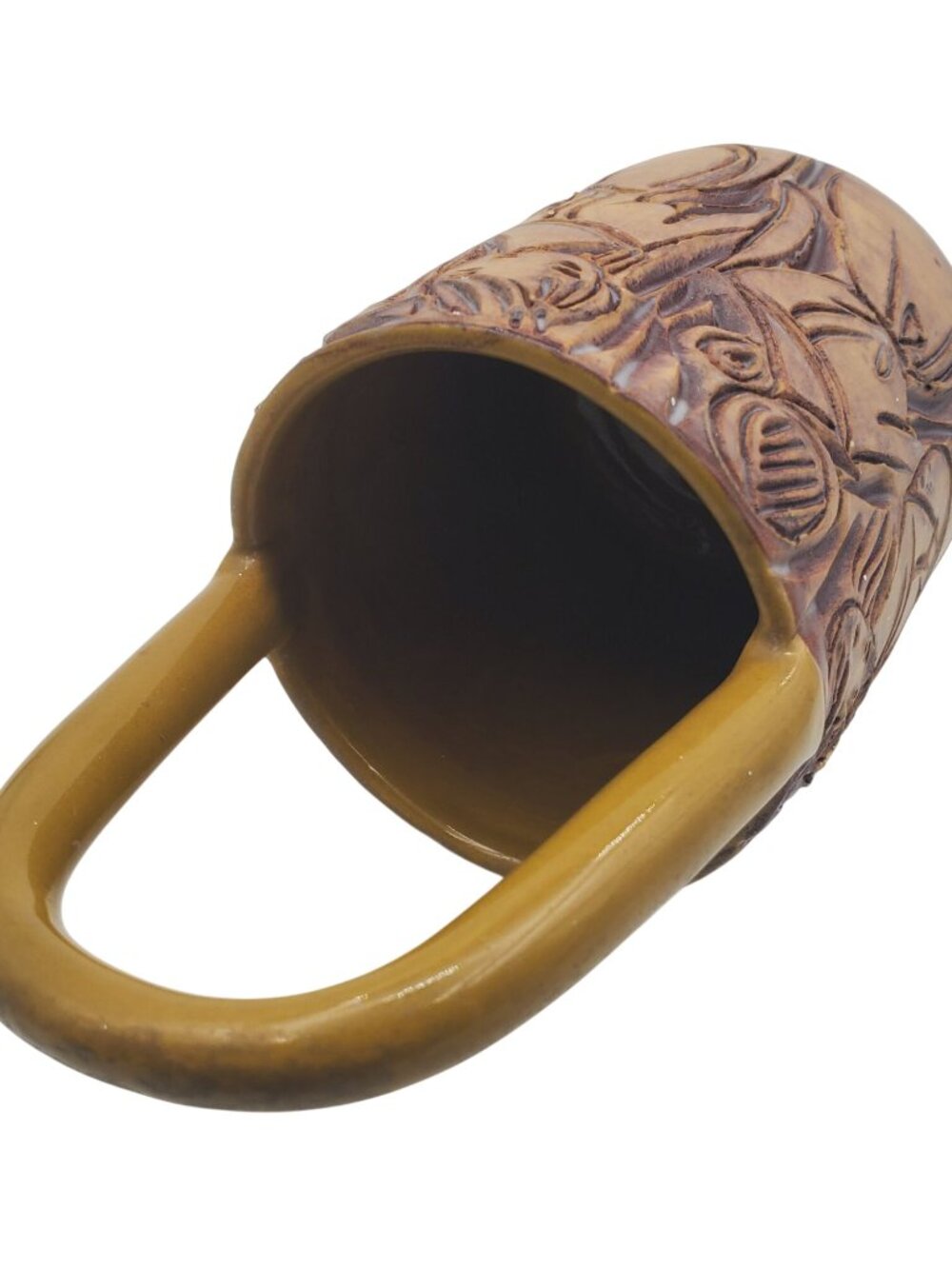 Vintage Handmade Italian Ceramic Basket Vase With Intricate Relief Design & Hand - Picture 13 of 14